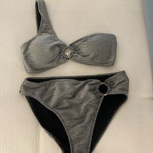 Silver sparkly swimsuit set